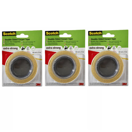 Scotch 3x Scotch Double Sided Carpet Tape 50mm x 5m