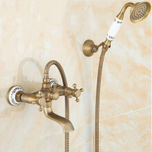 Faucets All Bronze Shower Bathroom Faucet Triple Mixing Valve Single Handle 4 Points