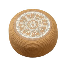 Outdoor Pouf Round Rattan Ottoman 40cm HandWoven Tatami Cushion for Garden and Living Room