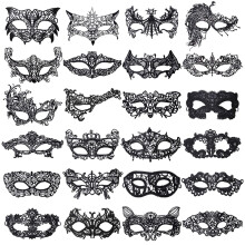 Maschera veneziana di lusso per donna, maschera in pizzo nero, elegante maschera per feste di Halloween con nastri regolabili, adatta per balli in