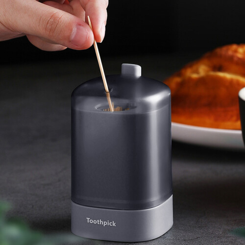 Automatic Popup Toothpick Dispenser, Sanitary & Practical Solution With Transparent Lid, Easy Loading And Cleaning, Durable PP Material, Compact and 1