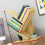 Tree Bookshelf Solid Wood 3-Tier Space Saver Organizer Light Walnut 1