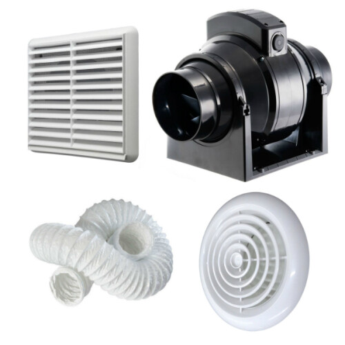 Manrose Manrose MF100T In-Line Timer Fan + Ducting Grilles