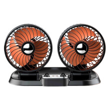24V Dual Head USB Car Fan with 360 Rotation, Low Noise for Truck, RV, Golf Cart and Boat