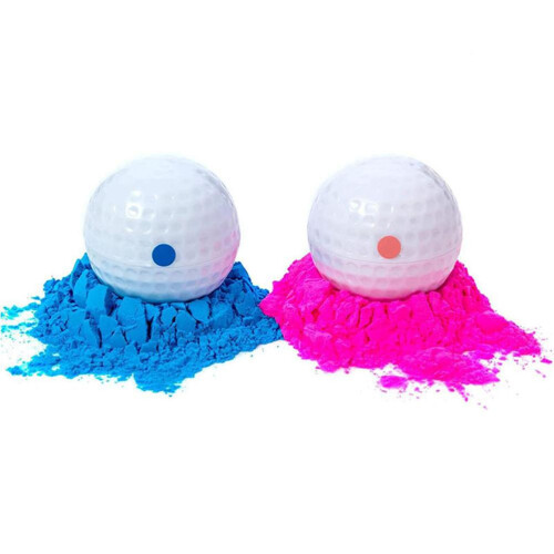 Gender Reveal Golf Balls Set Blue Pink Exploding, 4cm Diameter, 60g
