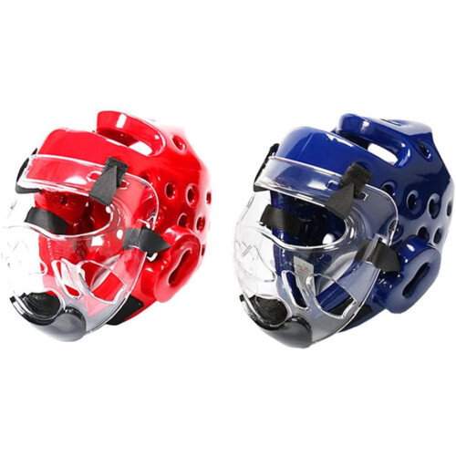 Kickboxing Full Face Helmet Training Sparring Head Protector Blue M 2