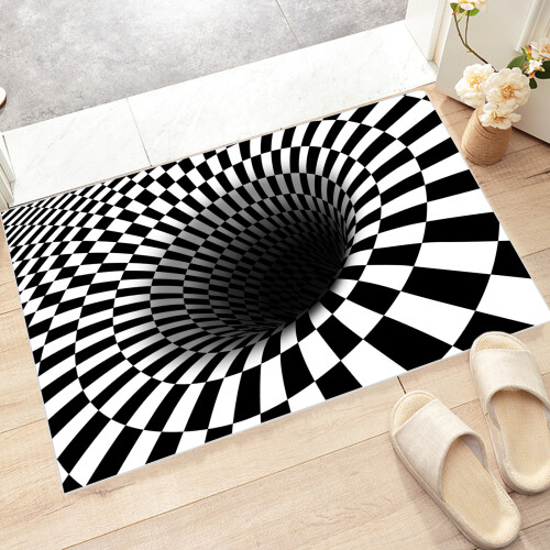 Magic Tunnel Interior Backdrop Decor, Black White Checkered Backdrop Geometric Checkerboard Background with 3D Illusion, Vortex Photography Backdrop 1