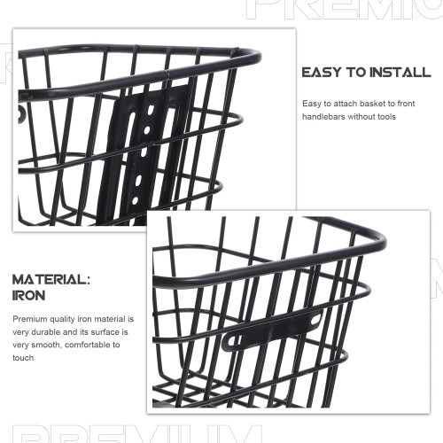 Iron Bike Basket Large Capacity Foldable Wire Mesh Front Handlebar Storage for Cycling 1