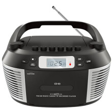 Portable CD Player Bluetooth USB Playback AM/FM Radio Cassette Recorder Earphone Jack Remote Control AC/Battery Powered