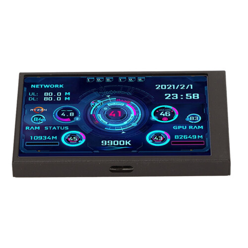 Monitoramento múltiplo com mini tela de 3,5 polegadas, conexão prática e operação com um clique para exibição da temperatura do seu PC. 2