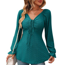 Tunic Tops for Women Long Sleeve V Neck Blouses, V Neck Tunic Tops Lightweight Stretchy Women's Tunic Shirt, Long Sleeve Blouses for Women with