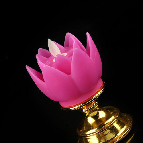 LED Lotus Candle Light with Soft Purple Glow, Buddha Decor  Plastic