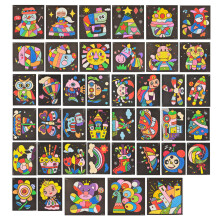 Kids Sand Drawing Paper Set 12 Colors, 24 Sheets DIY Art Creative Toys