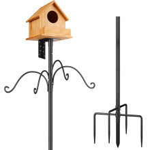 Bird Feeder Stand Height Adjustable 76 Inch Metal Pole Hummingbird Hanger Squirrel Protection Weather Station