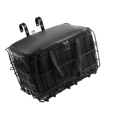 Folding Bike Basket Metal Front Handlebar Detachable Bag with Liner, Rear Hanging Bicycle Storage Basket, Durable and Lightweight