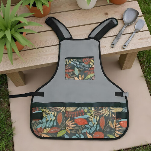 Waterproof Gardening Apron with Multiple Tool Pockets, Adjustable Heavy Duty Oxford Work Apron 1