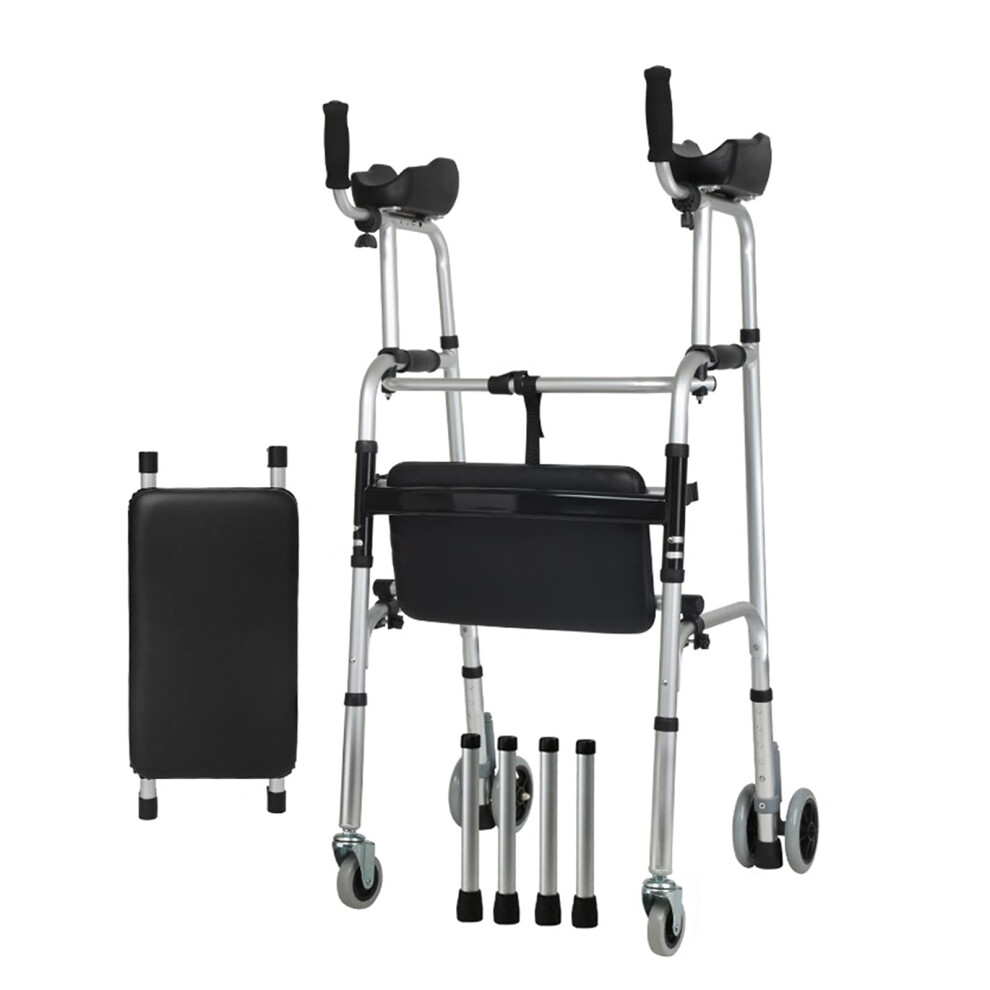 Rolling Walker for Seniors, Lightweight Foldable Upright Rollator with Seat, Adjustable Height 109119cm