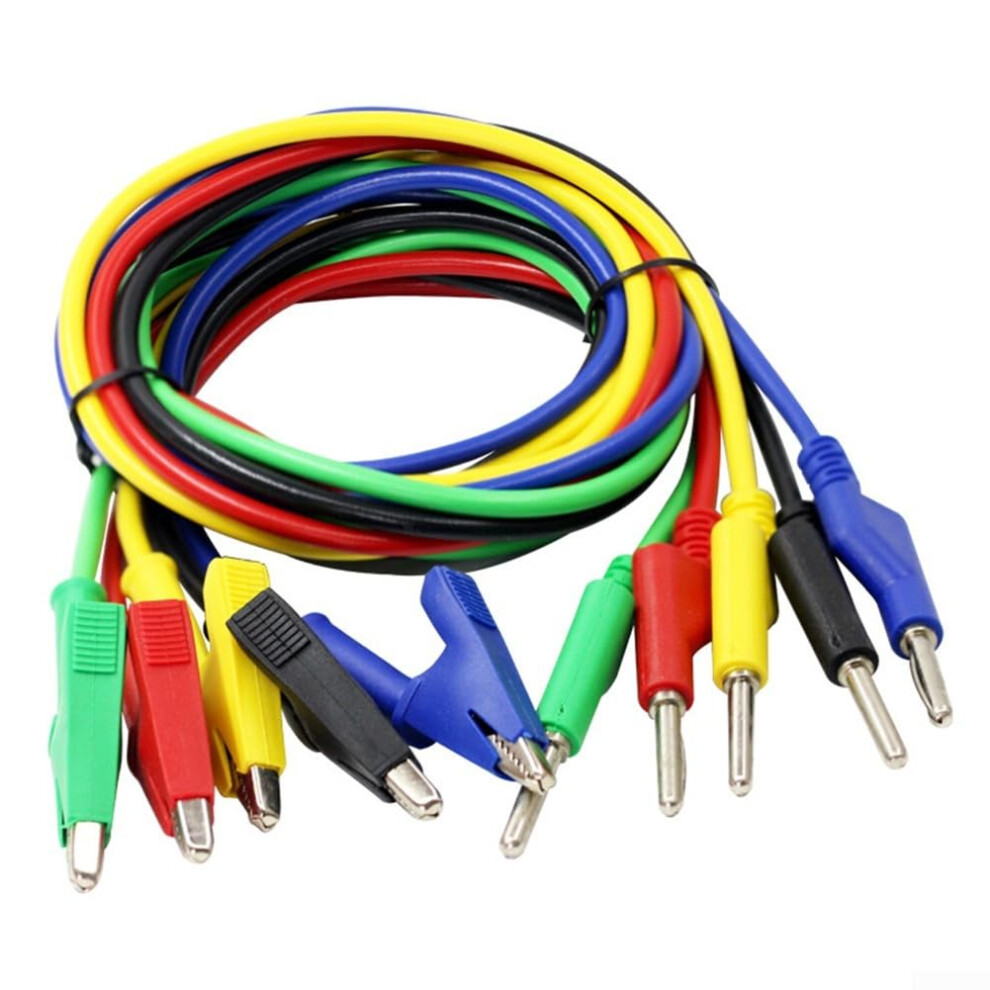 Banana To Alligator Clips Cables 5 Count 1M Length Colorcoded Multimeter Test Leads 9382693975027