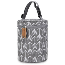 Breastmilk Storage Bag 5.5x7.5 Inch Cylindrical Breastmilk Cooler Bag with Zipper Closure Adjustable Handle Arrow Pattern Baby Bottle Pouch