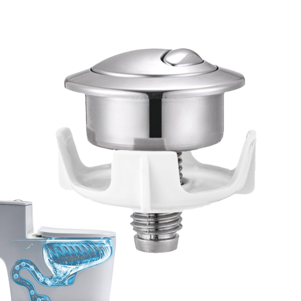 Toilet Button Replacement Universal Cistern Button Silver Finish Two Flush Systems Home Apartment Bathroom 9347817156805