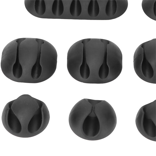 Home Office Data Line Organizer: 10 Black Self Adhesive Cable Clips 2