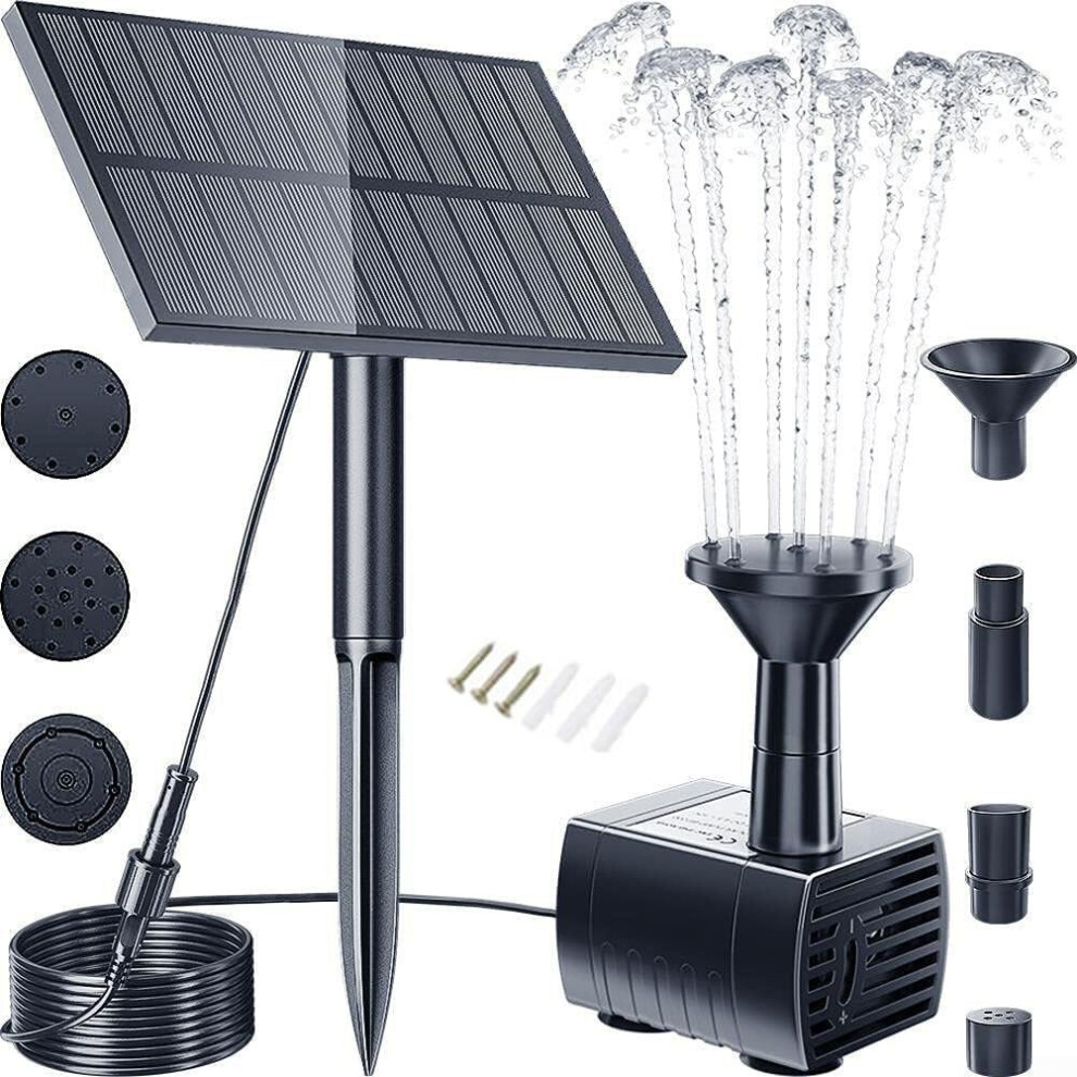 Solar Water Fountain Pump With 4 Adjustable Nozzles For Garden Pond And Outdoor Bird Bath 2.5W 9347817268751
