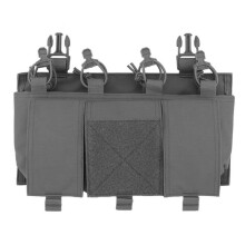Tactical Quad 5.56 Magazine GP Pouch AR 15 MAG Front Panel Placard Fast DON/DOFF Shock Cord Airsoft Hunting Vest Accessories Bag(Grey)