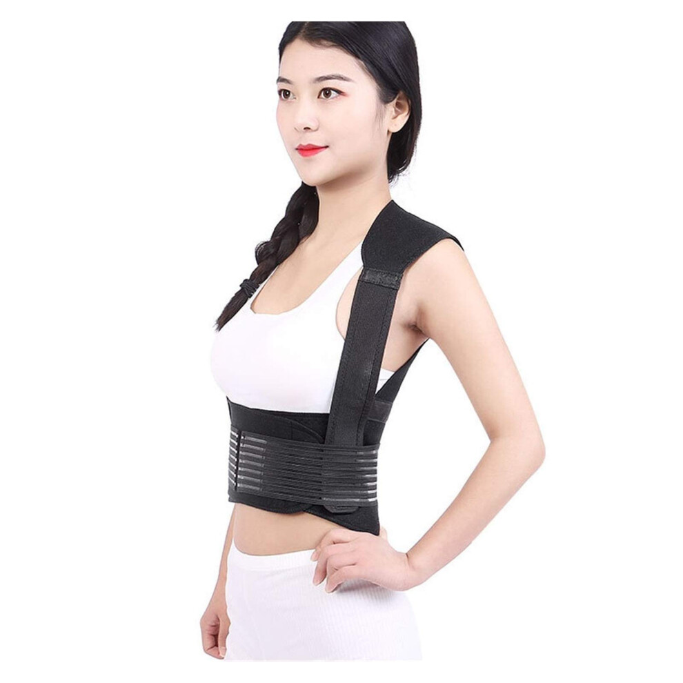 Black Tourmaline Selfheating Brace Support Belt Back Posture Corrector Spine Back Shoulder Lumbar Posture Correction(Blackl) L