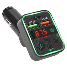 Wireless Car Transmitter 7 Colorful Lights Bluetooth FM Adapter for DC 12-24V