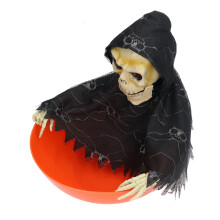 Festive Skeleton Ghost Electric Plate 9.8in Glowing Skull Fruit Table Decor