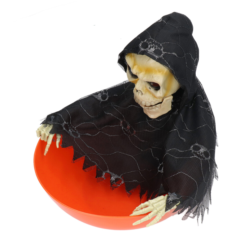 Festive Skeleton Ghost Electric Plate 9.8in Glowing Skull Fruit Table Decor