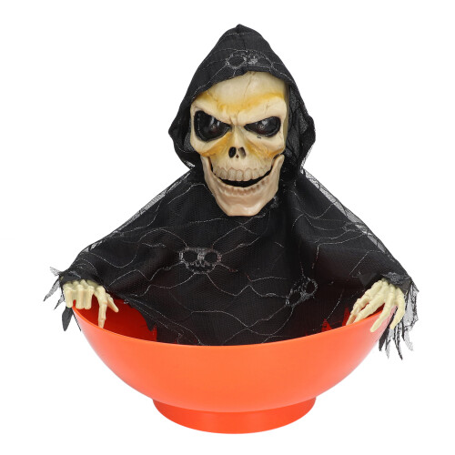 Festive Skeleton Ghost Electric Plate 9.8in Glowing Skull Fruit Table Decor 1
