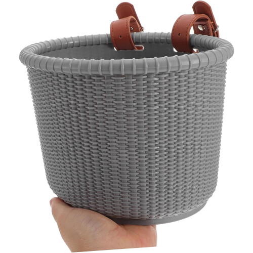 Bicycle Front Basket with Fixed Strap Durable Plastic for Scooters and Bikes 1