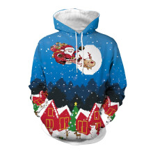 Christmas Jumper for Men Casual Loose Neck Comfortable with Christmas Reindeer Sky Blue S