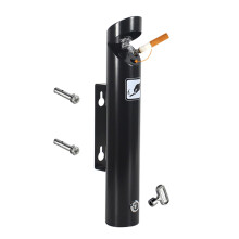 Outdoor Wall Mounted Ashtray Stainless Steel Lockable Cigarette Butt Bin for Patio Public Areas 46x7.5cm Black