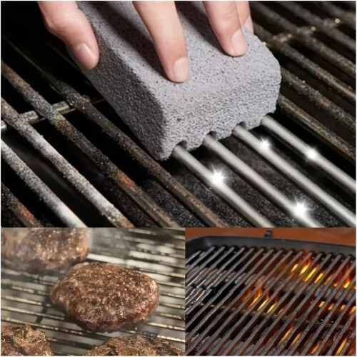 BBQ Grill Brick Block Handheld Cleaning Stone Scraper 1pc Grey 2