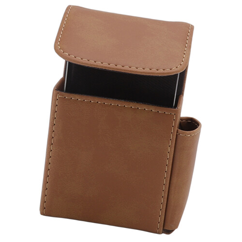 Durable PU Cigarette Case for Men with Lighter Slot Brown 20 Pack Capacity 2