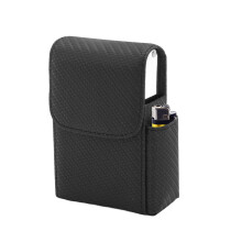20-Piece Cigarette Case - Black PU with Lighter Holder Flip Lid