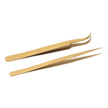 Aluminum Alloy Curved & Straight Tweezer Set for PCB Soldering Gold