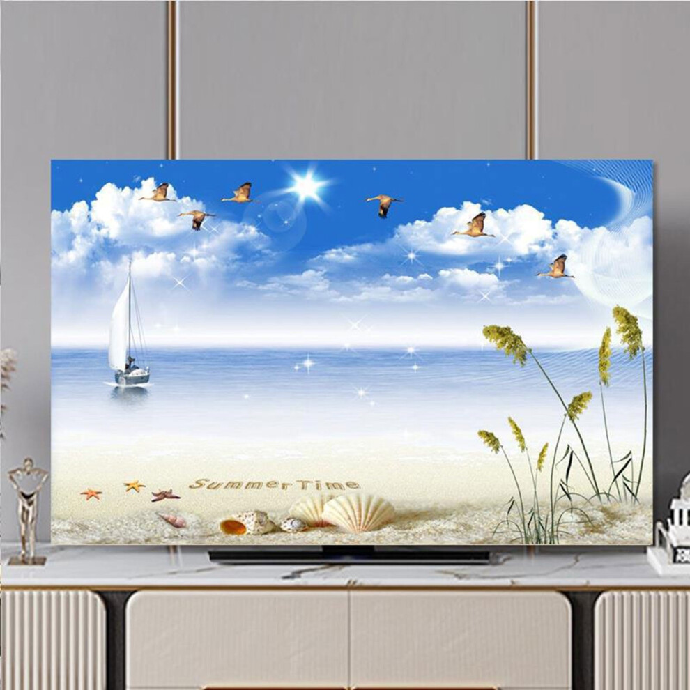 Seaside Scenery Tv Cover Indoor Dustproof Polyester Screen Protector 3285 For Stand Mounted Led Lcd Televisions Color33 9347817269345