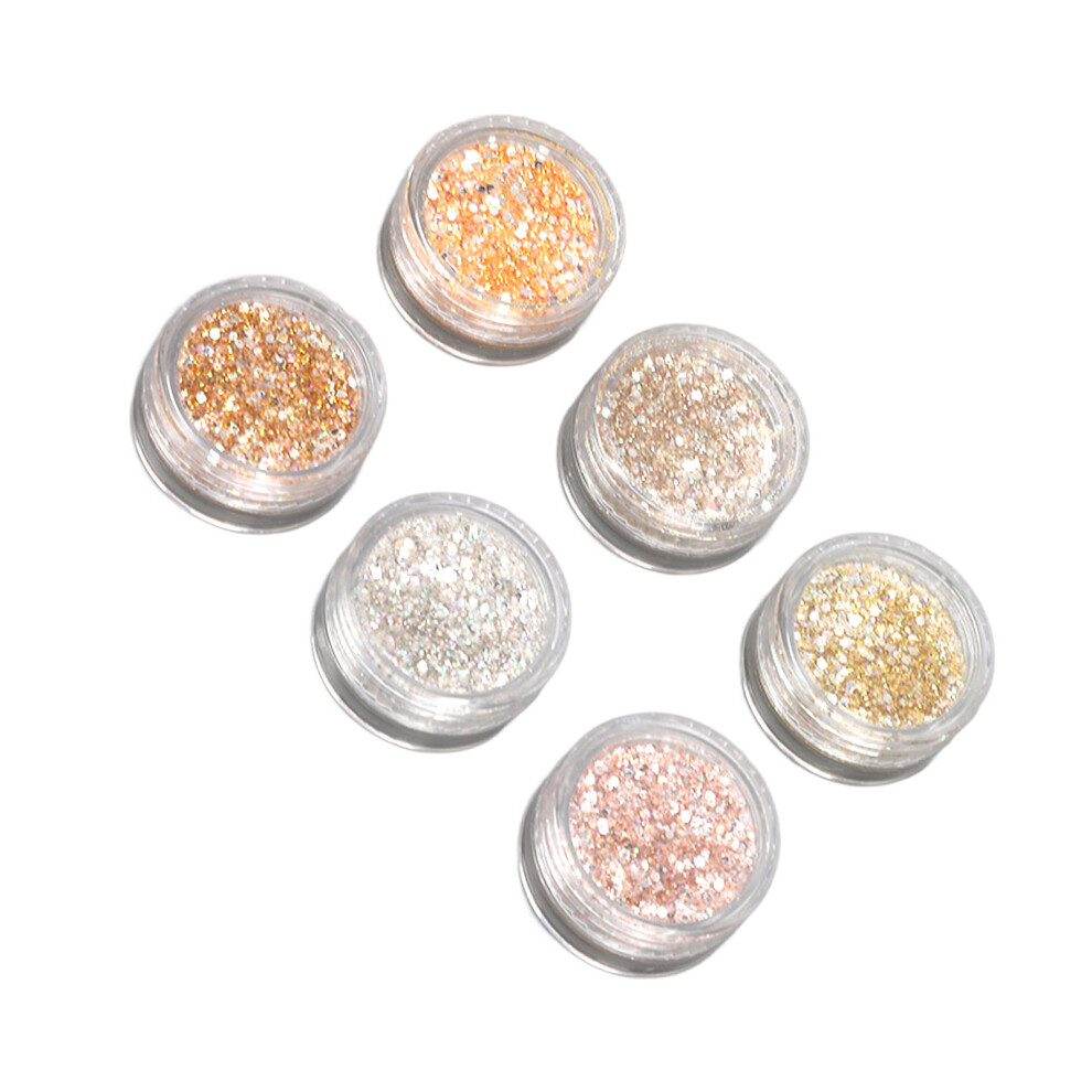 6 Colors Holographic Nail Glitter Kit, Sparkling Nail Art Decor 6pcs
