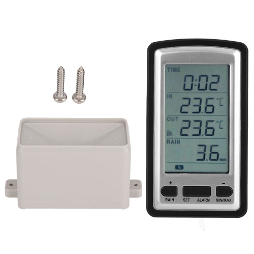 Wireless Rain Gauge & Temperature Recorder, 100m Range, ABS 1
