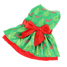 Süßer Weihnachtsbaum-Muster-Hundekleid für Sommer und Feiertage, Polyester