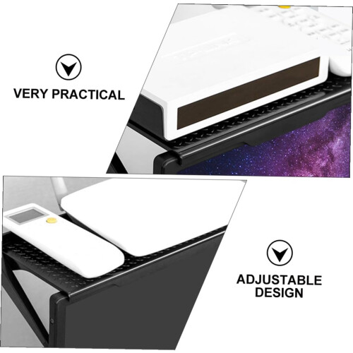 Monitor Elevated Stand Black TV Screen Shelf, No Punch Installation, Desktop Storage Rack For Computer And Office Use 1