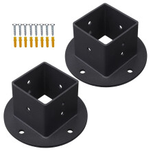 Fence Post Base Bracket 2x2 Heavy Duty Steel Square Mount for Secure Deck Railing Installation