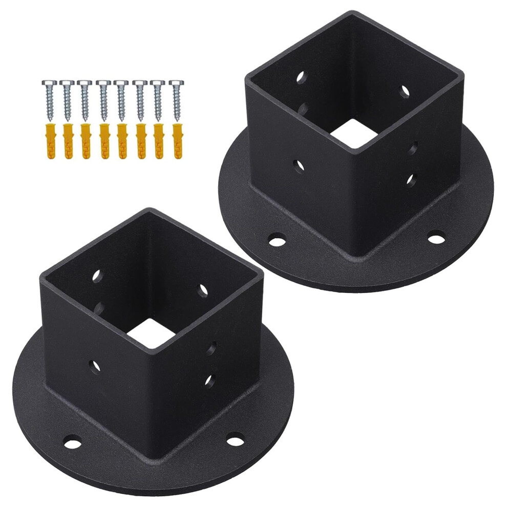 Fence Post Base Bracket 2X2 Heavy Duty Steel Square Mount For Secure Deck Railing Installation 9426802652802