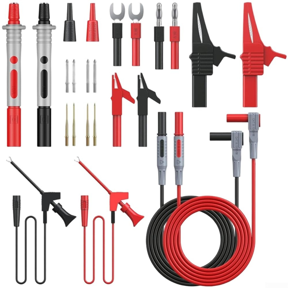 Multimeter Test Leads Kit With Interchangeable Probes, Hook/Clip, 4Mm Banana Connectors For Dmms, Clamp Meters 9347817269468