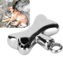 Edelstahl-Hunde- und Katzenasche-Urnenanhänger in Knochenform, öffnbar