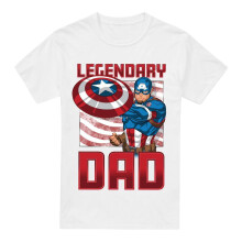 (3XL, White) Captain America Mens Legendary Dad T-Shirt