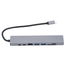 8-in-1 USB C Hub Adapter Docking Station with 4K HDMI, Gigabit Ethernet, PD Charging, Gray